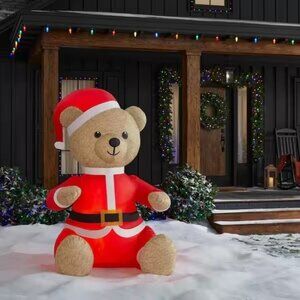 Home Accents Holiday 5.5'  Pre-lit LED Inflatable Sitting Light Up Teddy Bear